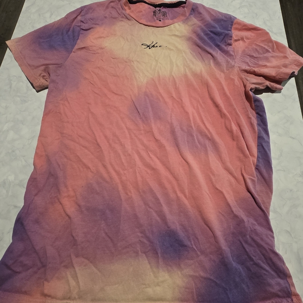 Hollister Pastel Tie Dye Short Sleeve Tee With Embroidered Logo Mens Large